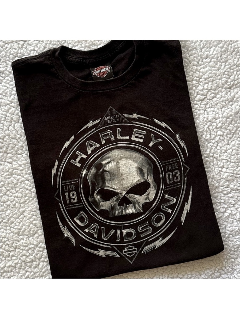 Harley Davidson black skull live free 1903 moto sport Kingston Ontario Canada L